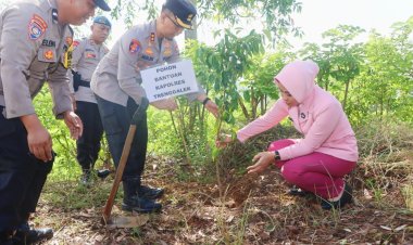 Polres Trenggalek Tanam Ratusan Pohon Beringin di Lahan Kritis Jaga Sumber Air